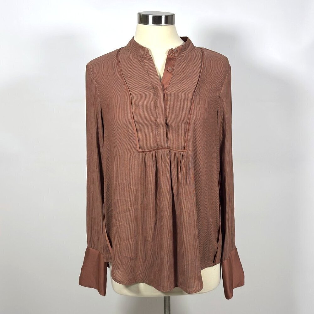 Free People Free Bird Striped Pullover Long Sleeve Blouse Rust Mauve - Small - Picture 2 of 7